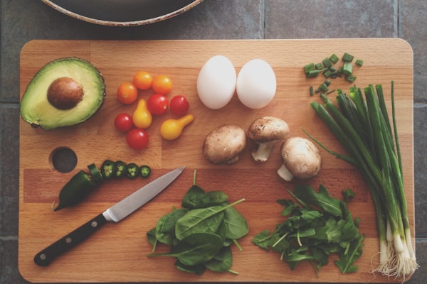 Affordable fresh ingredients on cutting board
